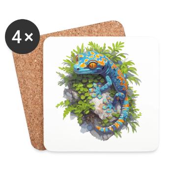 Tokay-Geckos Tokay-Gecko - Untersetzer (4er-Set) - Weiß - Vorne