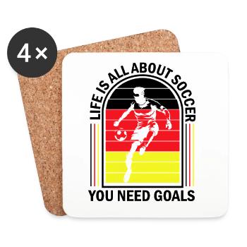 La vie tourne autour du football – Retro Kick - Dessous de verre (lot de 4) - blanc - Devant