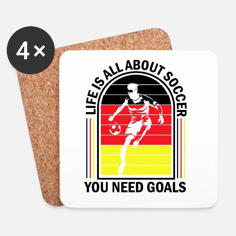 Life Is All About Soccer – Retro Kick - Untersetzer (4er-Set) - Weiß