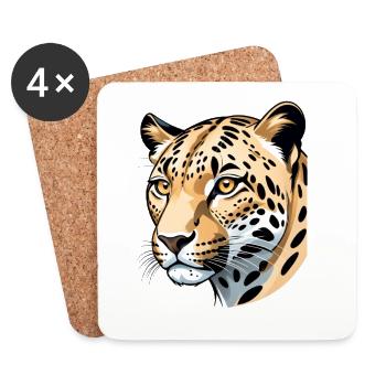Elegant Cheetah Head Illustration - Coasters (set of 4) - white - Front