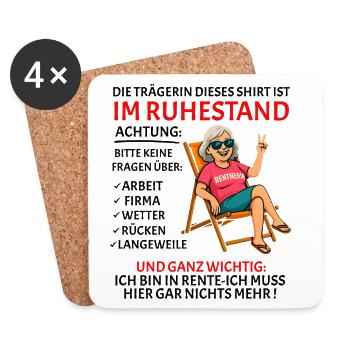 Pension Pension Retirement Funny Pensioner - Coasters (set of 4) - white - Front