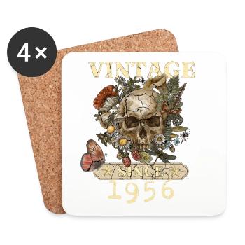 1956 Papillons Fleurs Et Crâne - Dessous de verre (lot de 4) - blanc - Devant
