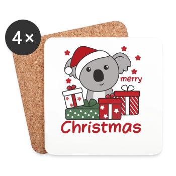 Koala Cadeau de Noël Animaux d'hiver Koalas - Dessous de verre (lot de 4) - blanc - Devant