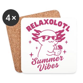 Relaxolotl Summer Vibes - Coasters (set of 4) - white - Front
