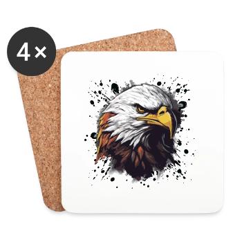 Adler Kopf - Untersetzer (4er-Set) - Weiß - Vorne