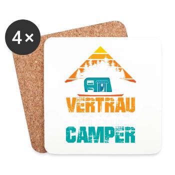 Camper Camping Caravane Dicton - Dessous de verre (lot de 4) - blanc - Devant
