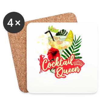Cocktail Queen Vintage Bachelorette Party - Coasters (set of 4) - white - Front