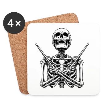 Skeleton Drummer Spooky Halloween Music Lover - Coasters (set of 4) - white - Front