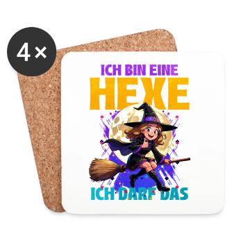 Witch girl with magic wand and moon - Coasters (set of 4) - white - Front