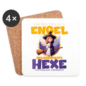 Ange avec bâton de sorcière et chapeau magique - Dessous de verre (lot de 4) - blanc - Devant