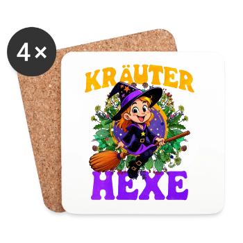 Witch with herbs and magic wand - Coasters (set of 4) - white - Front
