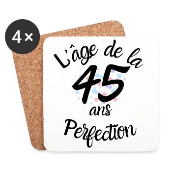 45 years old, the age of perfection - Coasters (set of 4) - white - Front