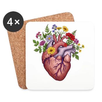 Flower Heart: Nature and Love Combined - Coasters (set of 4) - white - Front