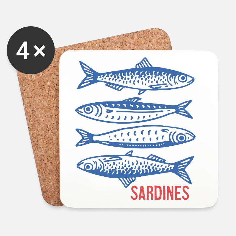 Sardinen - Untersetzer (4er-Set) - Weiß
