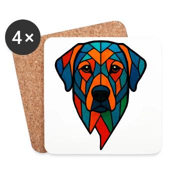 Geometric Labrador - Colorful Dog Art - Coasters (set of 4) - white - Front