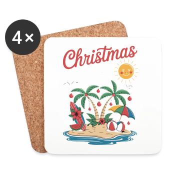 Christmas In July Tropical Christmas Beach - Coasters (set of 4) - white - Front