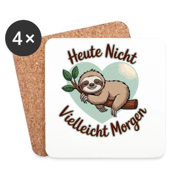Not today maybe tomorrow sloth heart - Coasters (set of 4) - white - Front