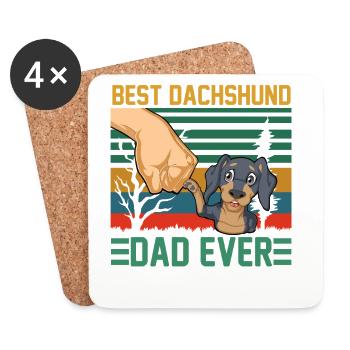 Best Dachshund Dad Fathers Day - Coasters (set of 4) - white - Front