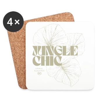 Tropisches Monstera Blatt Muster Design - Untersetzer (4er-Set) - Weiß - Vorne