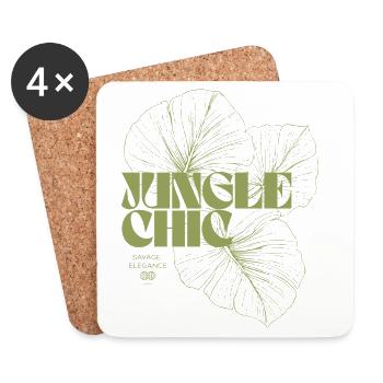 Jungle Leaf Adventure Design - Coasters (set of 4) - white - Front