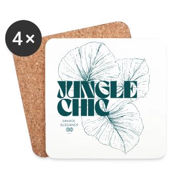 Botanical Jungle Monstera Leaf Pattern Design - Coasters (set of 4) - white - Front