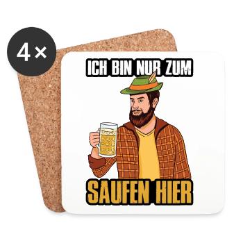 Bier Geschenk für Volksfest und JGA Männer - Untersetzer (4er-Set) - Weiß - Vorne