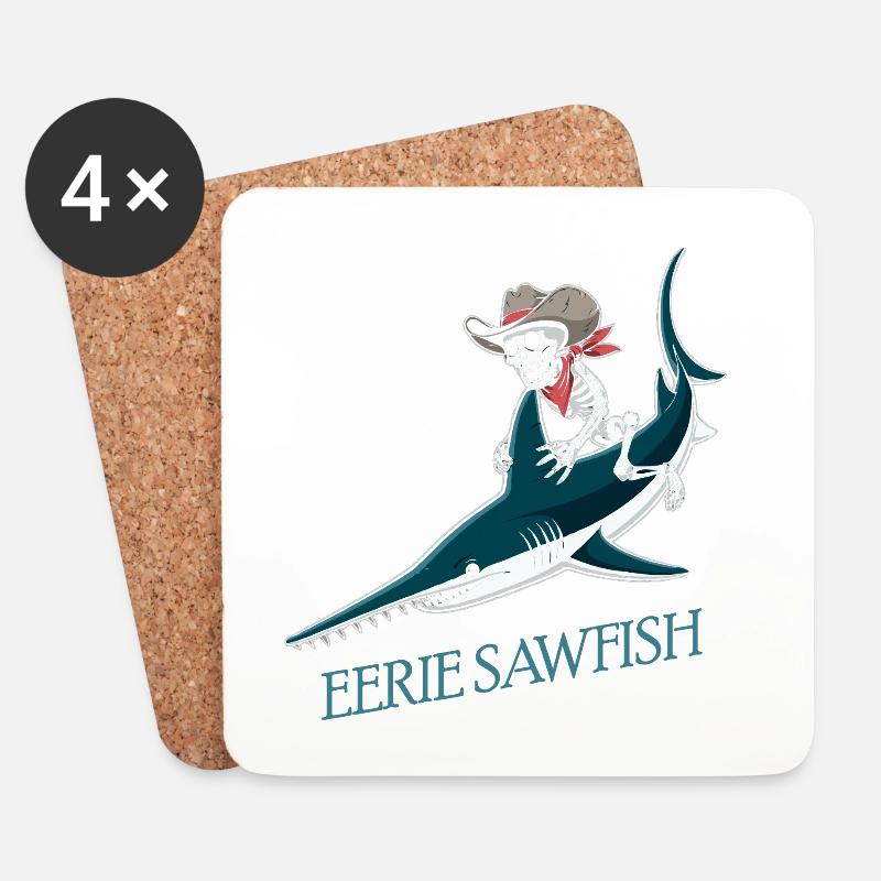 Skelett Cowboy auf Sägefisch - Untersetzer (4er-Set) - Weiß