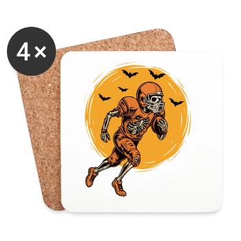 Squelette Joueur de football Spooky Halloween - Dessous de verre (lot de 4) - blanc - Devant