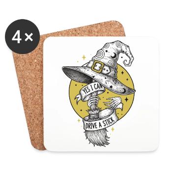 Magical witch's broom with lettering - Coasters (set of 4) - white - Front