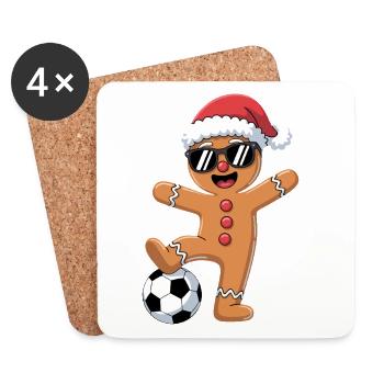Funny Soccer Christmas Cartoon - Untersetzer (4er-Set) - Weiß - Vorne