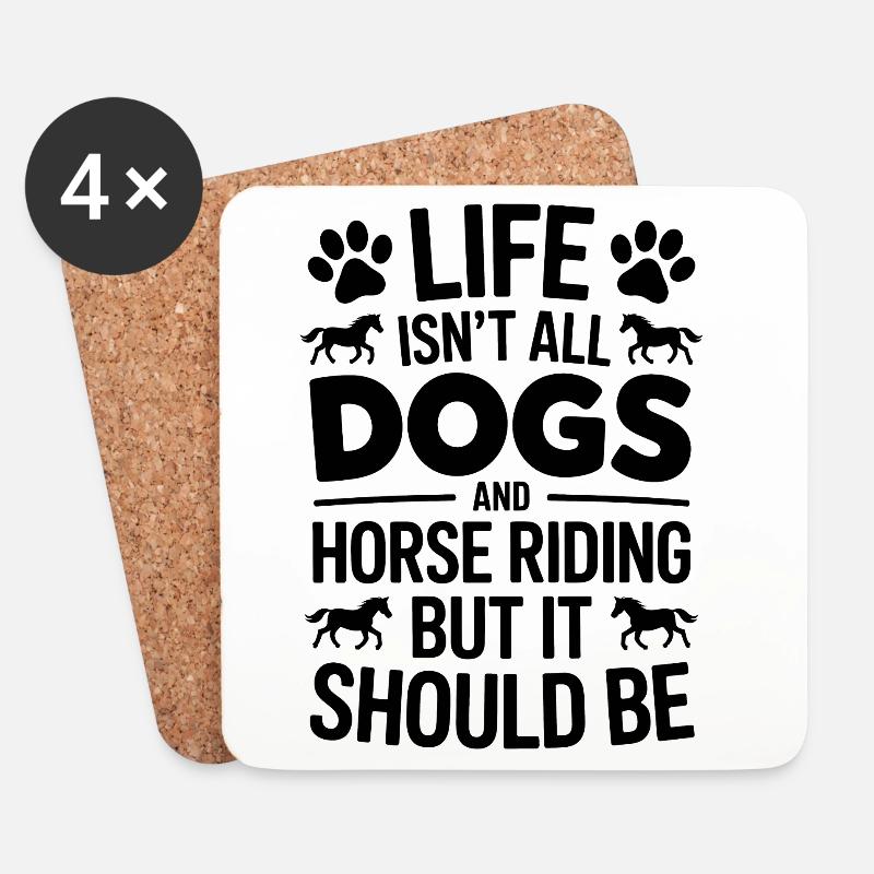 Reiten Spruch Hunde Reiter Pferde Reiten Geschenk - Untersetzer (4er-Set) - Weiß