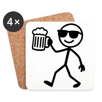 Stick Figure Beer - Coasters (set of 4) - white - Front