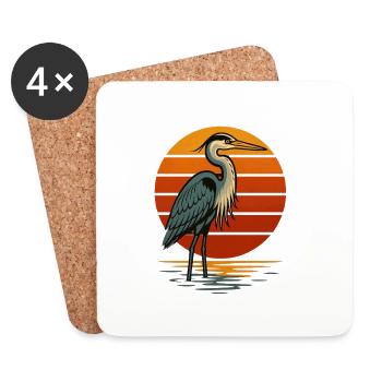 Heron at sunset - Coasters (set of 4) - white - Front