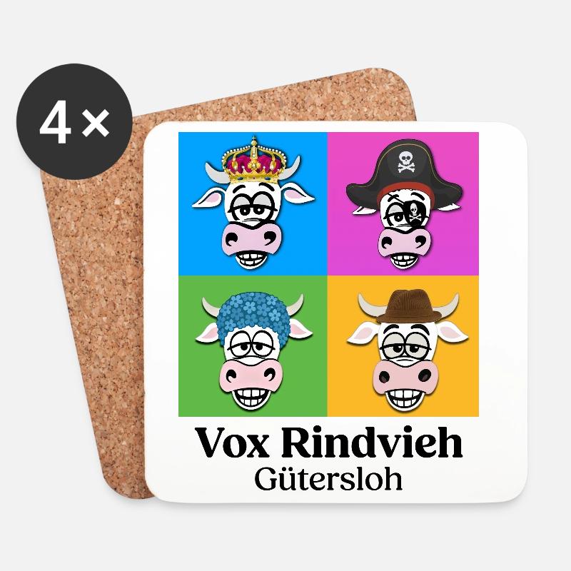 Kuhquartett-VR mit Text - Untersetzer (4er-Set) - Weiß