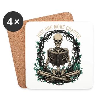 Skeletor lit un livre avec des motifs de la nature - Dessous de verre (lot de 4) - blanc - Devant