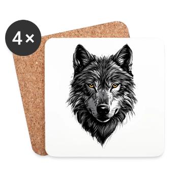 Wolf Love Wolves Wolf Pack Wolfhound Wild Wolf - Dessous de verre (lot de 4) - blanc - Devant