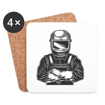  Schweißer mit Helm - Untersetzer (4er-Set) - Weiß - Vorne