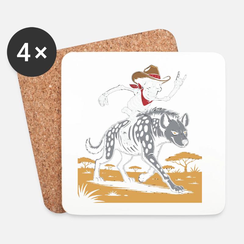 Skelett auf Hyäne im Wildwest-Stil - Untersetzer (4er-Set) - Weiß