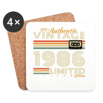 Original 1986 Vintage Vintage Birthday Retro - Coasters (set of 4) - white - Front