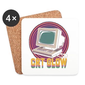 CRT Ordinateur Pop Culture Rétro Jeu vidéo - Dessous de verre (lot de 4) - blanc - Devant