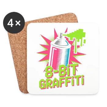 8-bit Graffiti Pop Culture Rétro Jeu vidéo - Dessous de verre (lot de 4) - blanc - Devant