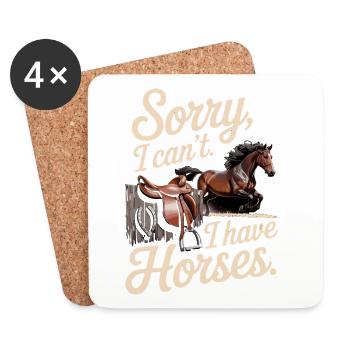 Désolé, je ne peux pas, j’ai des chevaux... - Dessous de verre (lot de 4) - blanc - Devant