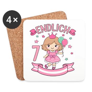 Prinzessin Geburtstagshirt Endlich 7 Jahre Mädchen - Untersetzer (4er-Set) - Weiß - Vorne