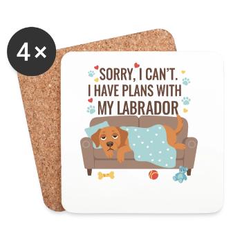 Labrador Couch Blanket Motif - Coasters (set of 4) - white - Front