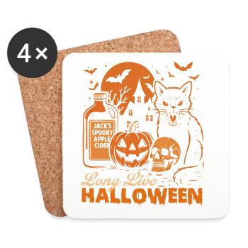 Longue vie à Halloween Chat noir effrayant - Dessous de verre (lot de 4) - blanc - Devant
