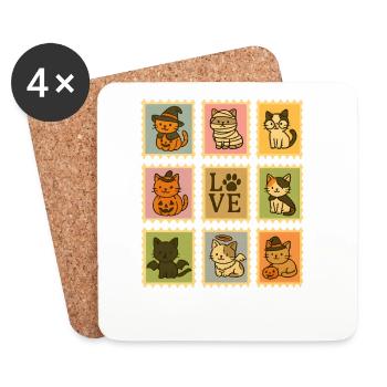 Halloween Cats Collection Illustration - Coasters (set of 4) - white - Front