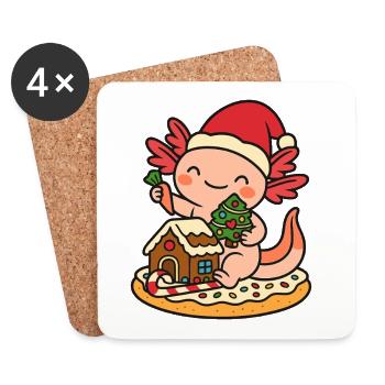 Axolotl de Noël - Design de Noël mignon - Dessous de verre (lot de 4) - blanc - Devant
