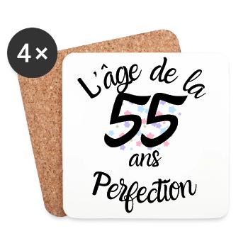 55 ans, l'âge de la perfection - Dessous de verre (lot de 4) - blanc - Devant