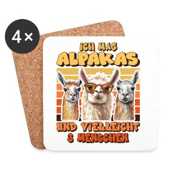 Fan d’alpaga AIME LES ALPAGAS ET PEUT-ÊTRE 3 PERSONNES - Dessous de verre (lot de 4) - blanc - Devant