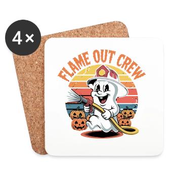 Flame Out Crew Firefighter Ghost Halloween Retro - Coasters (set of 4) - white - Front